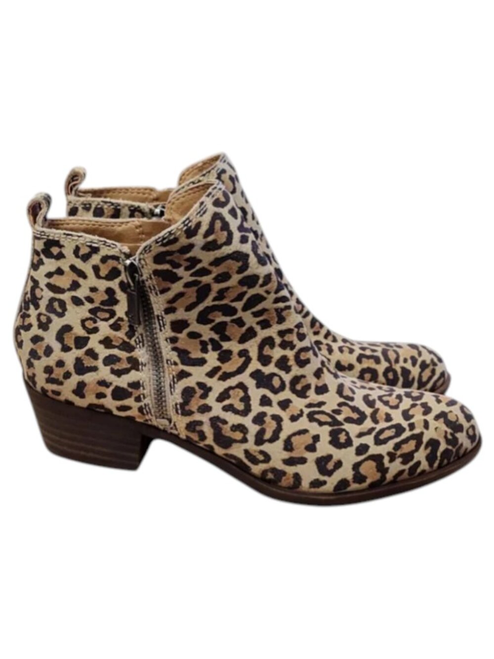 Lucky Brand "LK Basel" Natural Leopard Cow Split Suede Ankle Boot Size 6…